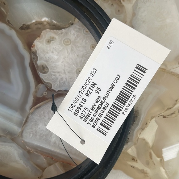 $950 New Authentic GUCCI Belt 95-38 GG LOGO Silver Signature Canvas Navy Blue - Picture 5 of 11